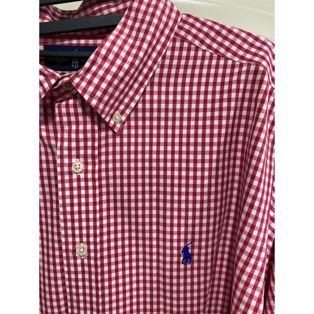 Polo Ralph Lauren Mens XL Classic Fit Red Gingham Button Down Shirt Long Sleeve